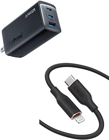 Anker USB-C Töltő, Anker 737 Töltő GaNPrime 120 w-os, PPS 3-Port Gyors, Kompakt, Összecsukható Fali Töltő, valamint Anker USB-C-Lightning