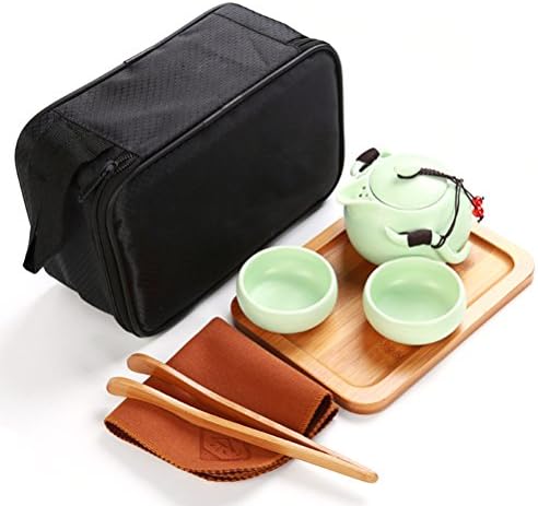 DOITOOL Teáskanna, Hordozható Utazási teáskészlet a Porcelán Kung Fu Tea Ware egy Teáskanna & 2 Teáscsésze & Tea Tálca & Tea Ruhával