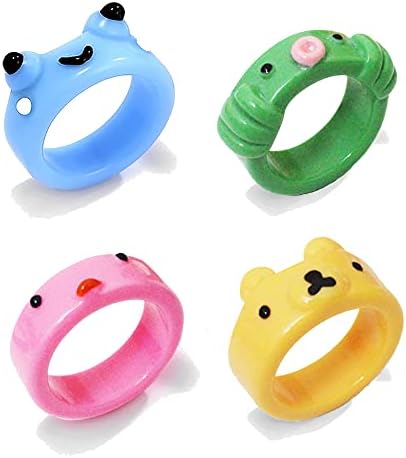 Kis csillag bolt Clolrful Béka Agyag Gyűrű Y2K Aranyos 3D Állat-Akril Esztétikai Barátság Csaj Gyűrűk Ujját Gyűrűk Gyanta Műanyag Ajándék