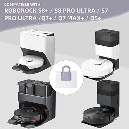 8 Csomag a porzsák Csere Roborock S8+ / S8 Pro Ultra / S7 MaxV Ultra / S7 Pro Ultra / Q7+ / Q7 Max+ / Q5+ Vákuum Önálló Üres Dock, 3l övezetben