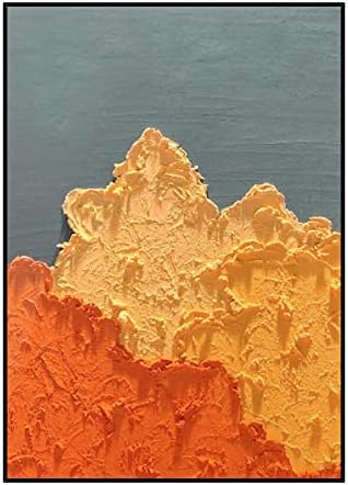 Kézzel Festett olajfestmény - Egyszerű, sűrű textúra háromdimenziós festmény dekorációs festmény, absztrakt narancs hullám Tájkép Vászon