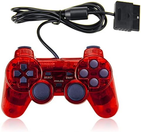 Funcilit Vezetékes Vezérlő PS2, Dupla Sokk Rezgés Twin Sokk Vezetékes Gamepad Sony Playstation 2 (Fekete)