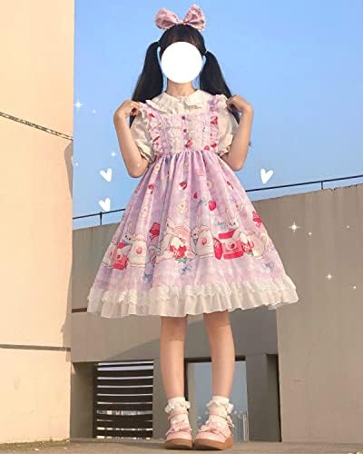Japán Stílusú Kedves Tini Lányok Cosplay Lolita Ruha, Magas Derék Kawaii Eper Nyuszi Aranyos Ruhák