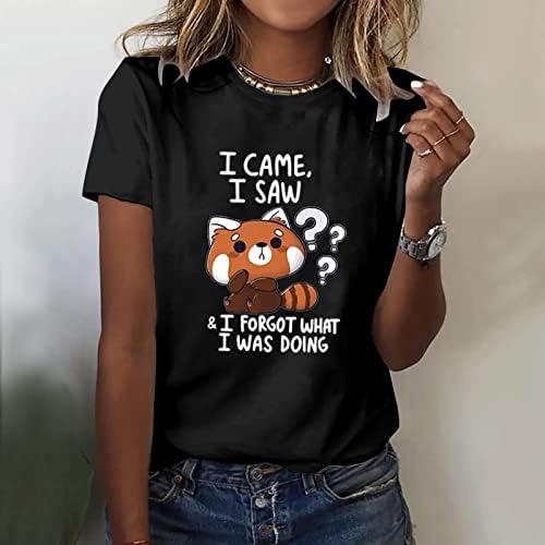 Kulywon Női Aranyos Maximum Nyári Funky Medve Állatok Grafikus Rövid Ujjú Tshirts Mondván, Laza Pamut Keverék Pulóver