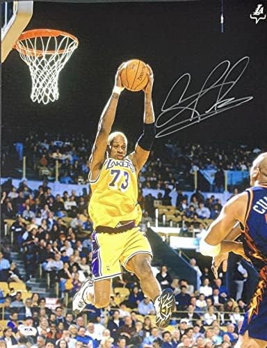Dennis Rodman Aláírt 16x20 Fotó *Lakers* a PSA AI83851 - Dedikált NBA-Fotók