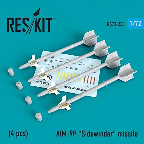 Reskit RS72-0238 - 1/72 CÉL-9P Sidewinder Rakéta (4 DB) Modell készlet