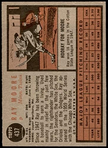 1962 Topps 437 Ray Moore Minnesota Twins (Baseball Kártya) VG-Ikrek