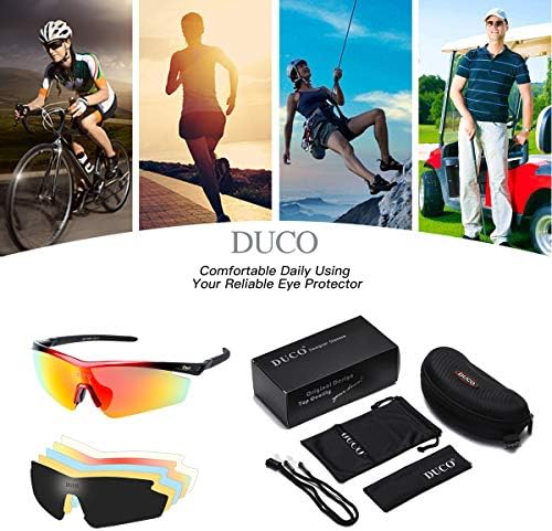 DUCO Polarizált Sport Kerékpáros Napszemüveg a Férfiak 5 Cserélhető Objektívek a Futó Golf Halászat, Túrázás a Baseball