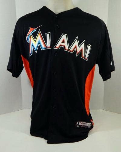 2012-13 Miami Marlins Rigoberto Santamaria 62 Játék Használt Fekete Jersey ST BP 46 - Játék Használt MLB Mezek