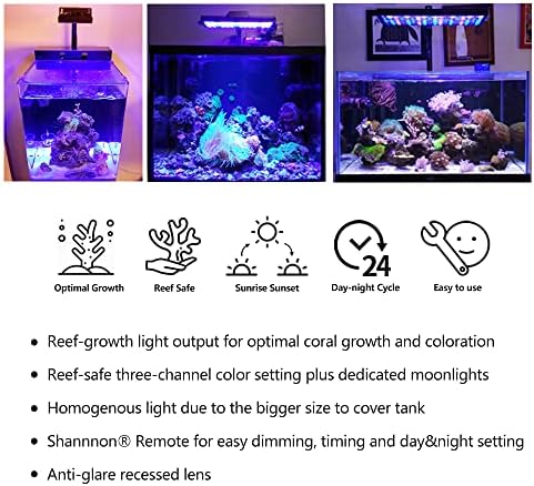 PopBloom S40 Reef Akvárium LED Fény, Szabályozható Teljes Spektrumú Tengeri LED Sós Korall Hal Tartályok (S40: 15inch Ventilátor