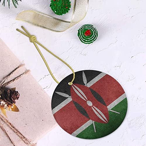 Retro Kenya Zászló Kör Alakú Karácsonyi Dísz Karácsonyfa Dekoráció Kerámia Dísztárgyak, Ajándéktárgyak, Ajándékok Kétoldalas