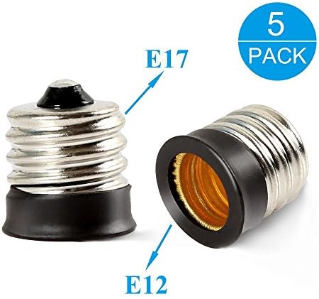Electop E17, hogy E12 Aljzat Adapter Átalakító,Köztes E17 Bázis Átalakítani, hogy a Gyertyatartót E12 Alap,Fekete lámpatartó(5 Csomag)