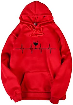 Oplxuo EKG Vörös Bort Ivó pulzusszám stresszoldó Bor Üveg-Művészet, Pulcsikat a Nők Túlméretezett Hosszú Ujjú Felsők Melegítő