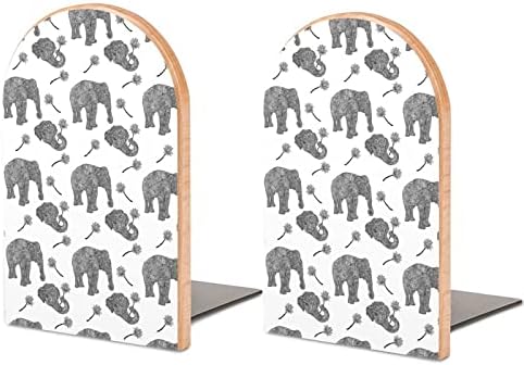 Az elefántok az Ázsiai Stílusú Fa Mandala Könyv Végén 2 DB Csúszásmentes Fa keretet ad az Otthoni Irodai Dekoráció Nehéz Könyv/CD/Filmek 5x3.1x3.9