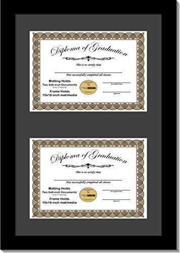 CreativePF [6x8-2-10x16bk-b] Black Kettős Diploma Keret 2 Nyitás Fekete Lábtörlő | Tart 2-6x8-es Dokumentumok beépített Fali Fogas