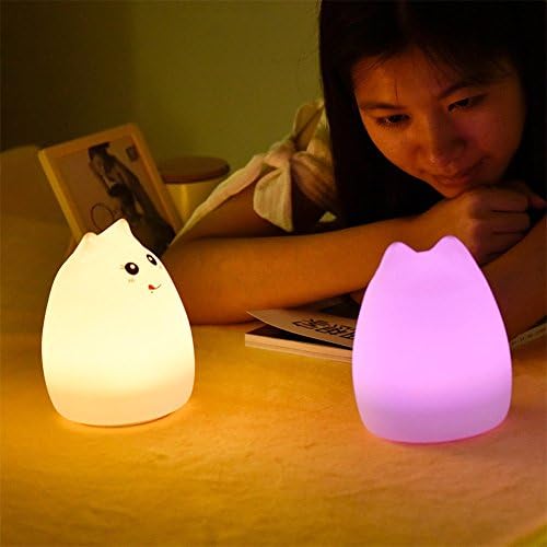 GS Kreatív Aranyos Macska Állat LED-es Éjszakai Fény, Többszínű Szilikon Puha Óvoda Érzékeny Tap Control Éjjeli Lámpa Kettős Fény Mód Gyerekek