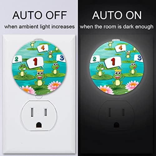 2 Csomag Plug-in Éjjeli LED-es Éjszakai Fény, hogy Számolod a Számokat a Zöld Békák az Alkonyat-hogy-Hajnal Érzékelő Gyerek Szoba, Gyerekszoba,