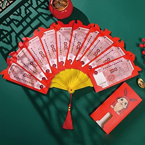 2023 Kínai újév Piros Boríték 10 Kártya Legyező Alakú Piros Csomagok Aranyos Rabbit Szerencse, Pénz, Ajándék, Borítékok Nyúl HongBao Piros