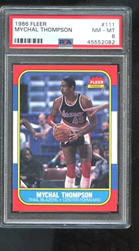 1986-87 Fleer 111 Mychal Thompson PSA 8 Osztályú Kosárlabda Kártya NBA 86-87 1986 1987 Portland Úttörők