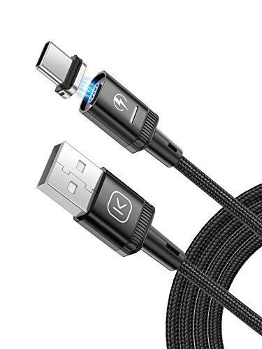 Kuulaa Mágneses USB-C Töltő Kábel, 3A Mágneses USB-Kábel Támogatja a QC 3.0 Gyors Töltés & Adatátvitel, Mágnes, Telefon Töltő, Fonott Nylon