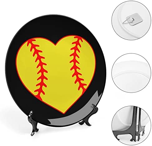 Szeretem a Baseballt Szív porcelán Díszítő Tányér, Kerámia lapok Kézműves Display Állvány Home Office Fali Dekoráció