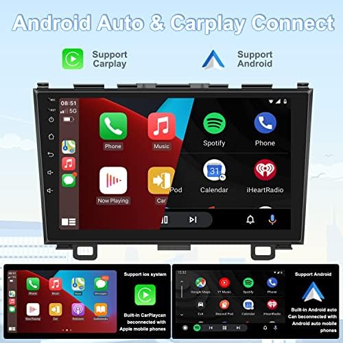 CAMECHO Android 11 Dupla Din autórádió Honda CRV 2007 2008 2009 2010 2011 9 Col, Bluetooth autórádió-val Carplay Android Automatikus