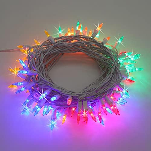 PHILIPS 100 Többszínű LED Pislákoló Csiszolt Mini Karácsonyi Fények, Fehér Drót - UL Beltéri/Kültéri Használatra - 35.33 Hosszúságú,