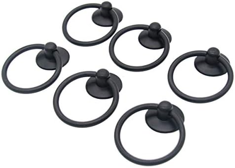 LXZ 6 Db Szekrény Hardver Csepp Gyűrűt Húz Fiókban Gyűrű Kezeli, Fekete, Gyűrű Átmérője 1-11/16-a (4.3 cm) (Fekete)