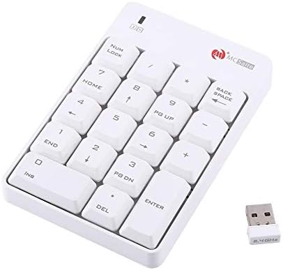 Fdit 2,4 GHz-es Vezeték nélküli USB Numerikus Billentyűzet Numerikus 18-as Számú Kulcsok Laptop PC (Fehér)