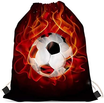 INSTANTARTS Vörös Tűz Futball-Labda Képzés Gymsack Húzózsinórral Hátizsák sporttáska
