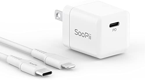 SooPii USB-C Töltő, 20W PD Gyors Töltő Összecsukható Csatlakozó, Mini hálózati Adapter a C Kábel Kompatibilis lPhone 13/13 Pro/12/12