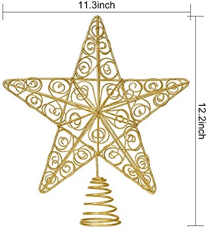 DearHouse 12.2 Coll Ezüst Karácsonyi Csillag csúcsdíszt Karácsonyi Díszek, Arany Csillogott karácsonyfa Topper Csillag Treetop Dekoráció