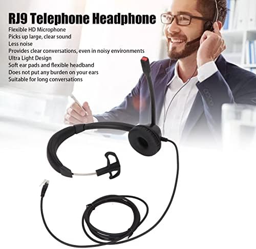 ASHATA, Vezetékes Telefon, Headset, RJ9 Vezetékes telefon, VOIP Telefon, Headset, Mono a zajszűrő Mikrofon, Binaurális Call Center Fejhallgató