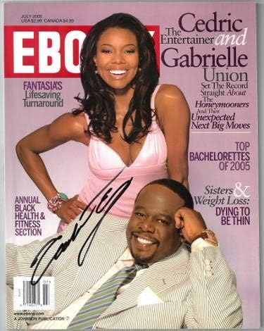 Gabrielle Union aláírt Ébenfa Teljes Magazin, 2005. július (Nincs Címke) burkolat kopás- AA38240 (w/Cedric the Entertainer) - SZÖVETSÉG