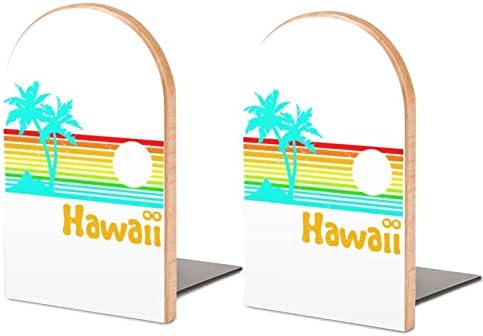 80-as évek Retro Klasszikus Hawaii Könyvtámasz Dekoratív Print Fa a Könyv végül a Kereslet a doboz tartalma 1 Pár