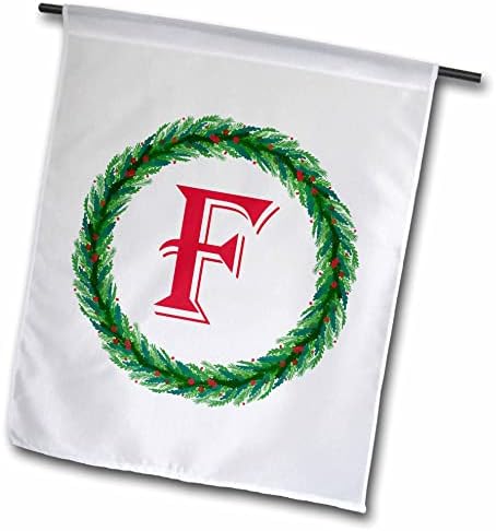 3dRose Karácsonyi Koszorú Monogram F Piros Kezdeti, SM3DR - Zászlók (fl_353349_1)