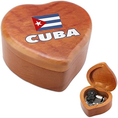 Nudquio Kubai Zászló Szív Alakú Fa Music Box Vintage Óramű Zenei Doboz Születésnap Valentin Napi Ajándék
