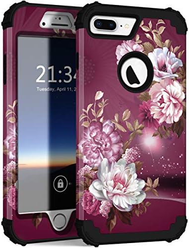 Hocase iPhone 8 Plusz az Esetben, iPhone-7, Plusz az Esetben, nagy teherbírású Ütésálló Védelem Kemény Műanyag+Szilikon Gumi Hibrid