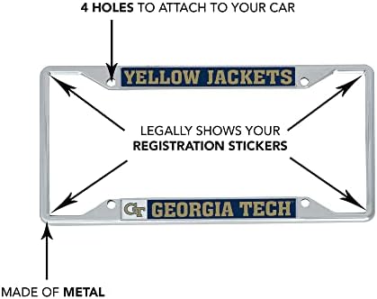Georgia Tech Sárga Kabát Fém Rendszámtábla Keret Yellowjackets az Elülső vagy a Hátsó Autó Hivatalosan Engedélyezett (Kabala)
