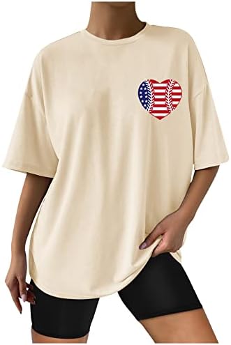 Július 4-én Túlméretezett póló Női Amerikai Zászló Nyomtatás Függetlenség Napja Ing, Nyári Rövid Ujjú Hazafias Tee