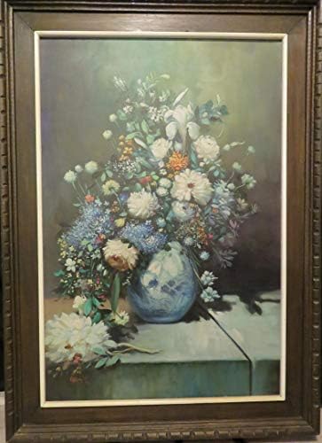 Gyönyörű olajfestmény által Művész V. G. Ramos a Virágokat a Váza. A Művészet vászonba intézkedések 36 x 24. A keret, 44 x