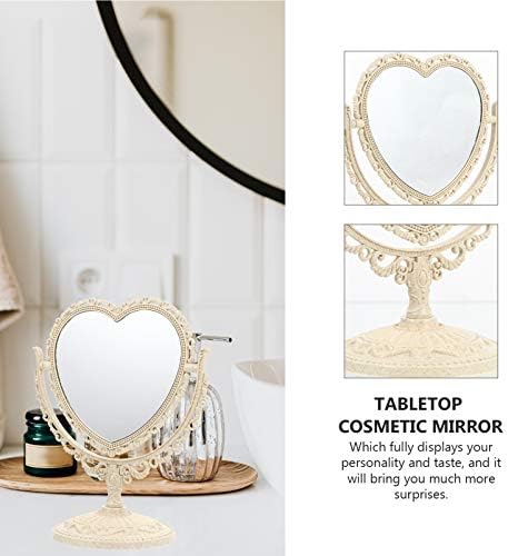 Luxshiny Asztal Hiúság Klasszikus Kozmetikai Tükör Szív Alakú Hiúság Tükör, sminktükör, Nagyító Tükör Asztali Szépség Tükör Fürdőszoba