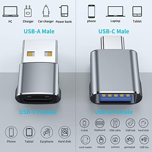 WZNBJLX USB-C-USB Adapter (3 Csomag) &USB-USB C Adapter(3 Csomag) OTG Gyors Töltés, Kompatibilis Laptopok,MacBook Pro 2023,IPad