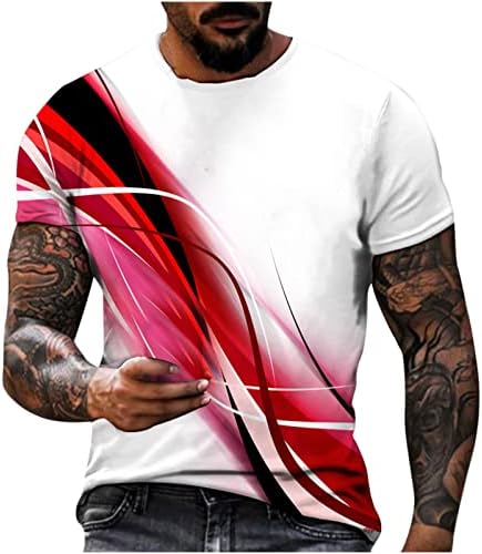 T-Shirt Mens 3D Nyomtatás Alkalmi Nyári Felsők Divat Legénység Nyak Rövid Ujjú Póló Felső Blúz, Tornaterem, Sportos Póló