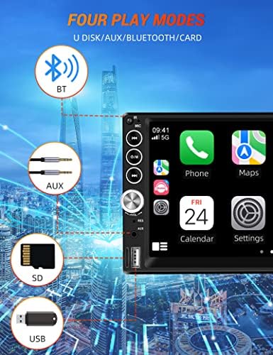Dupla Din Apple CarPlay Autó Sztereó Android Auto Telefon Android/iOS Telefon Tükör Link,podofo 7 HD Érintőképernyő Bluetooth autórádió