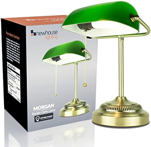 Newhouse Világítás Morgan Antik Zöld Állítható energiatakarékos LED Bankárok asztali Lámpa, 1 Ingyenes 3.5 Wattos Izzó Mellékelve