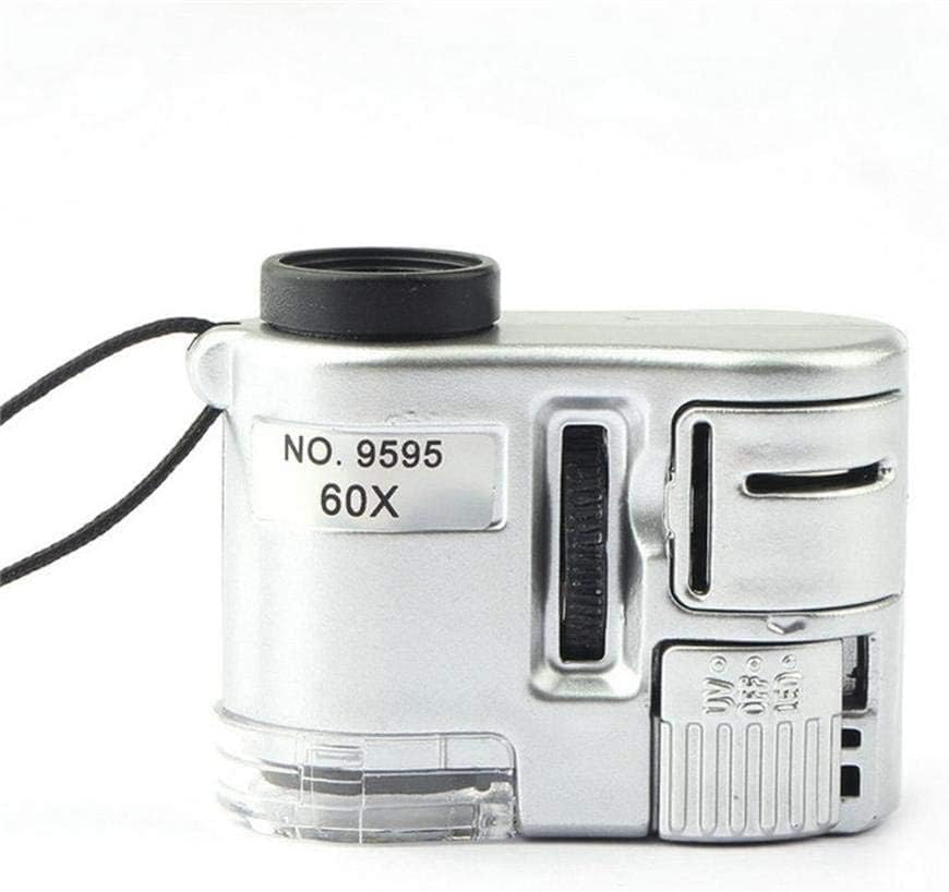 BIENKA 60X Pocket Mini Mikroszkóp Kézi Nagyító Üveg Nagyítólencse Valuta Érzékelő Hordozható Ékszerész Nagyító Szemüveg UV Fény Nagyítás