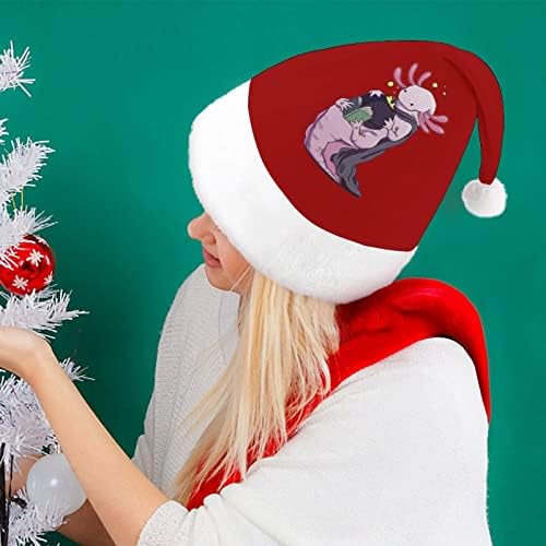Varázslatos Axolotl Plüss Karácsonyi Kalap Pajkos, Kedves Mikulás Sapka Plüss Színültig, majd Comfort Bélés Karácsonyi Dekoráció