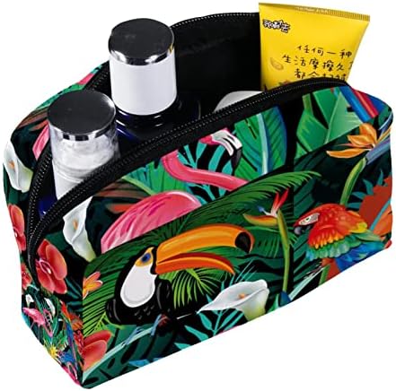 TBOUOBT Kozmetikai Női Táskák, Smink Táska Utazási Tisztálkodási Táska Kiegészítők Szervező, Flamingo Papagáj Palm Leaf Madár