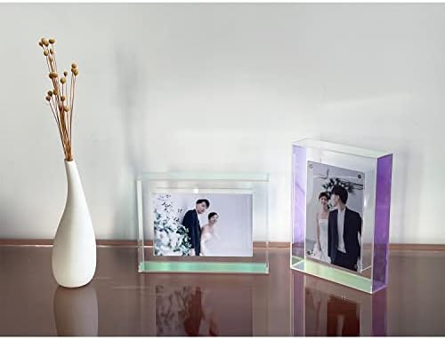 FANTAC kreatív képkeretek 19cmx14cm világos, átlátható lézer akril keret, szivárvány színű, falra szerelhető vagy asztalra képkeret kijelző